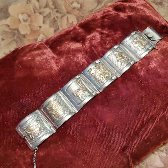 Sterling Silver 18K Gold Bracelet Industria Perua - Picture 1 of 16